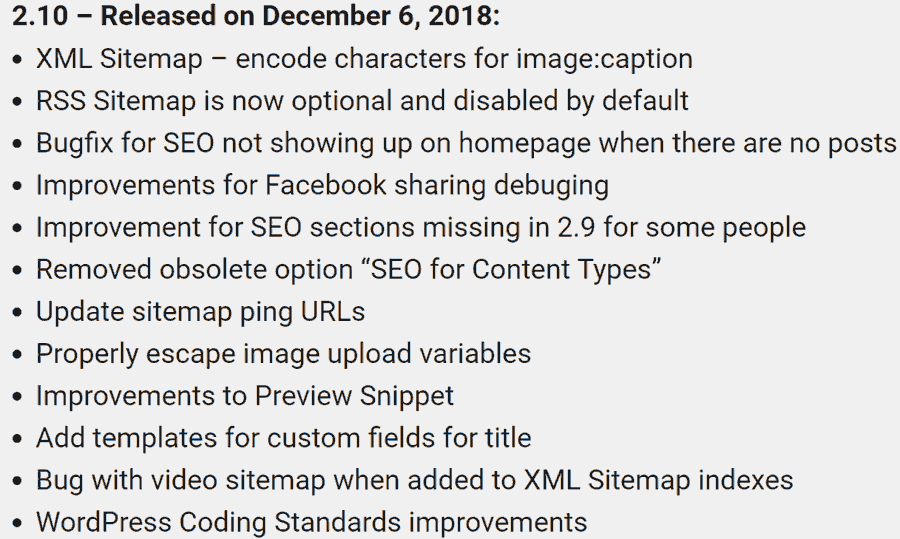 All in One SEO Pack Changelog