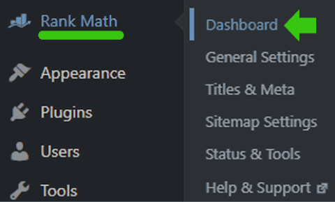 Screenshot of Rank Math WordPress Menu