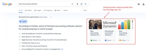 Google screenshot for [best accounting software], February 2024