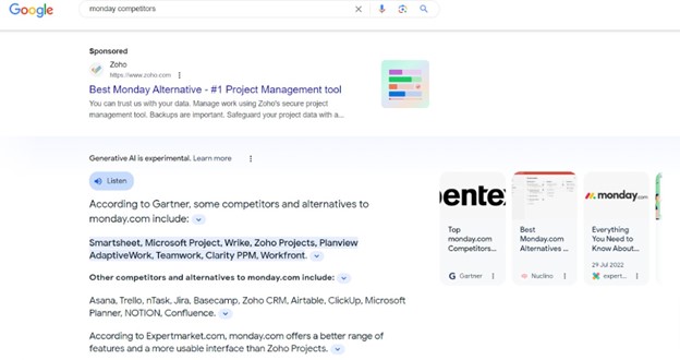 Google screenshot for [monday competitors], February 2024